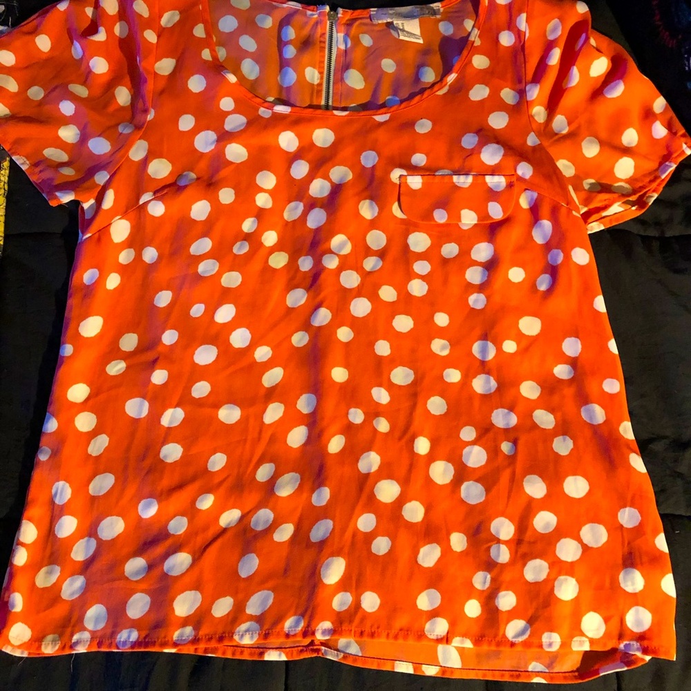 Pink Sherbet Flow Shirt White Polka Dots